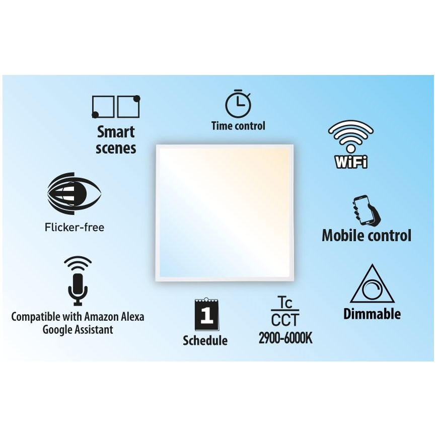 LED Prigušivi ugradbeni panel LIBRA LED/40W/230V 2900-6000K Wi-Fi Tuya