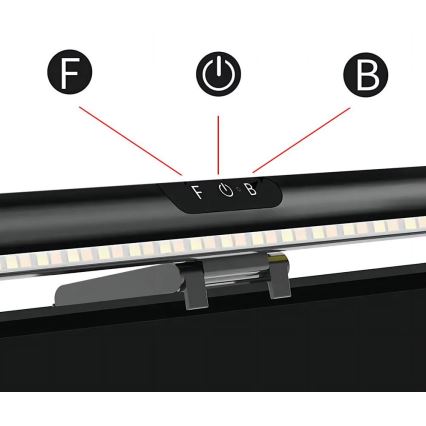 LED Prigušivo dodirno osvjetljenje za monitor LED/5W/5V 3000/4000/5000/6000K 42 cm crna