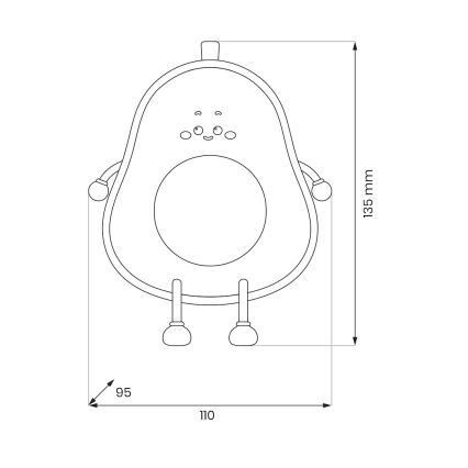 LED prigušivo punjivo dodirno dječje noćno svjetlo AVOCADO LED/1W/5V 1200 mAh
