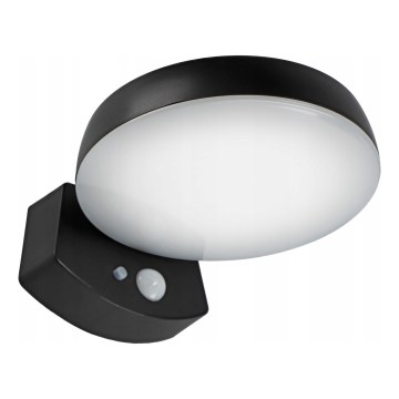 LED prigušivo solarno zidno svjetlo s senzorom LED/3W/3,7V 1800 mAh IP54 crno