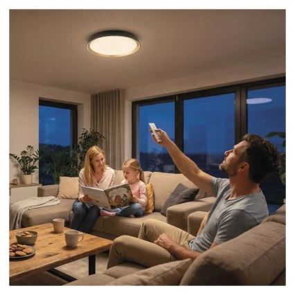 LED prigušivo stropno svjetlo ILVI LED/30W/230V 2700-6500K Ø 40 cm crna/mesing + daljinski upravljač