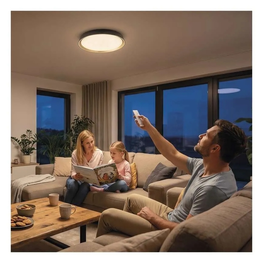 LED prigušivo stropno svjetlo ILVI LED/30W/230V 2700-6500K Ø 40 cm crna/mesing + daljinski upravljač