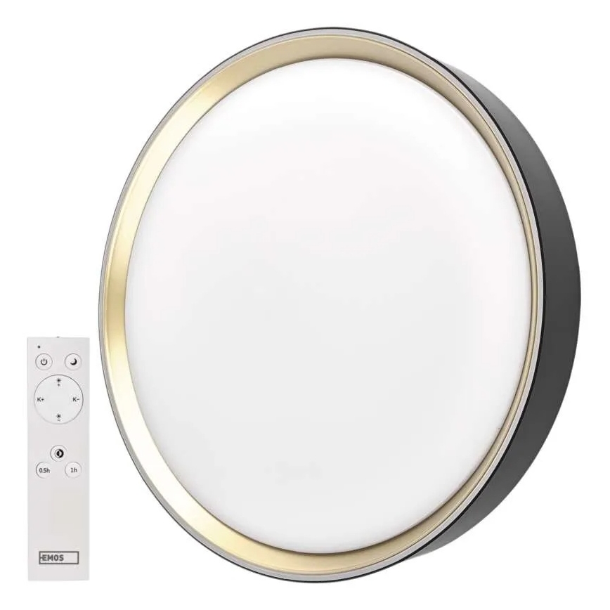 LED prigušivo stropno svjetlo ILVI LED/30W/230V 2700-6500K Ø 40 cm crna/mesing + daljinski upravljač