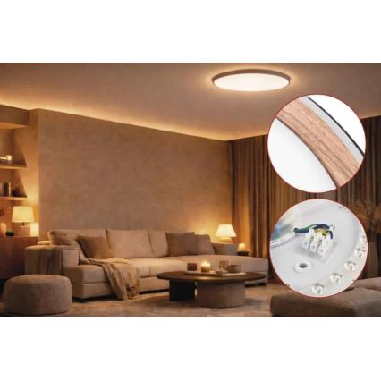 LED prigušivo stropno svjetlo ILVI LED/45W/230V 2700-6500K Ø 50 cm crno/bež + daljinski upravljač