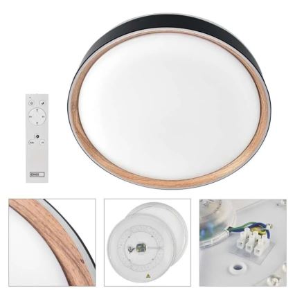 LED prigušivo stropno svjetlo ILVI LED/45W/230V 2700-6500K Ø 50 cm crno/bež + daljinski upravljač