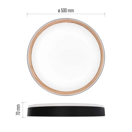 LED prigušivo stropno svjetlo ILVI LED/45W/230V 2700-6500K Ø 50 cm crno/bež + daljinski upravljač