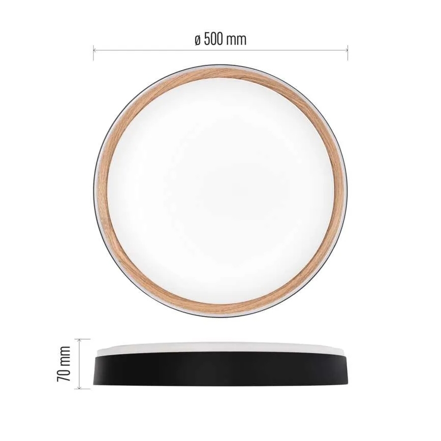 LED prigušivo stropno svjetlo ILVI LED/45W/230V 2700-6500K Ø 50 cm crno/bež + daljinski upravljač