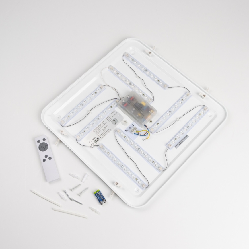 LED stropna svjetiljka s mogućnošću prigušivanja LED/42W/230V 3000-6500K 49x49 cm bijela + daljinski upravljač