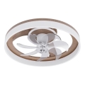 LED prigušivo stropno svjetlo s ventilatorom LED/40W/230V 3000–6500K Ø 50 cm smeđe/bijelo + daljinski upravljač