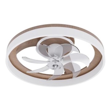 LED prigušivo stropno svjetlo s ventilatorom LED/40W/230V 3000–6500K Ø 50 cm smeđe/bijelo + daljinski upravljač