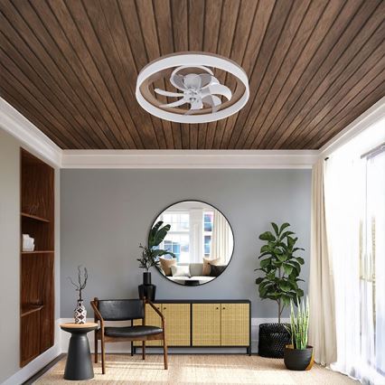 LED prigušivo stropno svjetlo s ventilatorom LED/40W/230V 3000–6500K Ø 50 cm smeđe/bijelo + daljinski upravljač