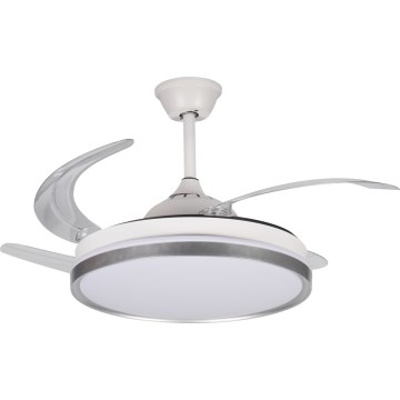 LED prigušivo stropno svjetlo s ventilatorom PLAVE LED/36W/230V 3000-6500K srebrno/bijelo + daljinski upravljač