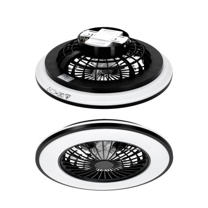 LED prigušivo stropno svjetlo s ventilatorom VENTELUX LED/48W/230V 3000/4000/6500K pr. 48,5 cm crna + daljinski upravljač