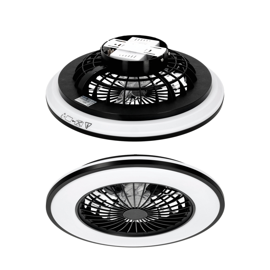 LED prigušivo stropno svjetlo s ventilatorom VENTELUX LED/48W/230V 3000/4000/6500K pr. 48,5 cm crna + daljinski upravljač