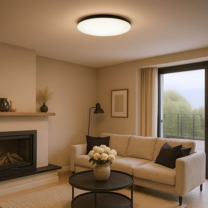 LED stropna svjetiljka SIENA s mogućnošću prigušivanja LED/80W/230V 3000-6000K promjer 75 cm crna + daljinski upravljač