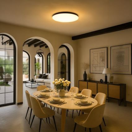 LED stropna svjetiljka SIENA s mogućnošću prigušivanja LED/80W/230V 3000-6000K promjer 75 cm crna + daljinski upravljač