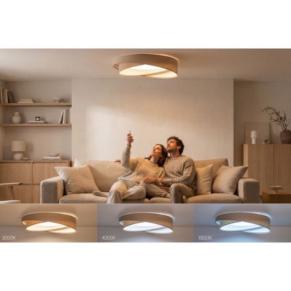 LED stropno svjetlo s mogućnošću prigušivanja SMART GALAXY MODERN LED/24W/230V 3000–6500K Ø 55 cm bež/bijela + daljinski upravljač