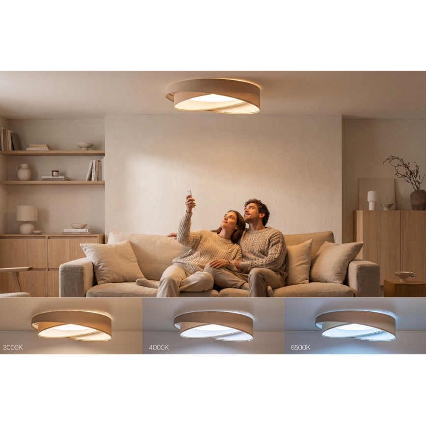 LED stropno svjetlo s mogućnošću prigušivanja SMART GALAXY MODERN LED/24W/230V 3000–6500K Ø 55 cm bež/bijela + daljinski upravljač
