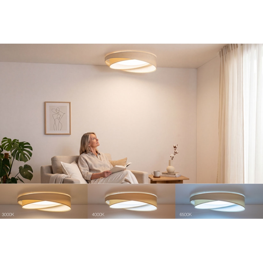 Prigušivo LED stropno svjetlo SMART GALAXY MODERN LED/24W/230V 3000-6500K Ø 55 cm krem/bijela + daljinski upravljač