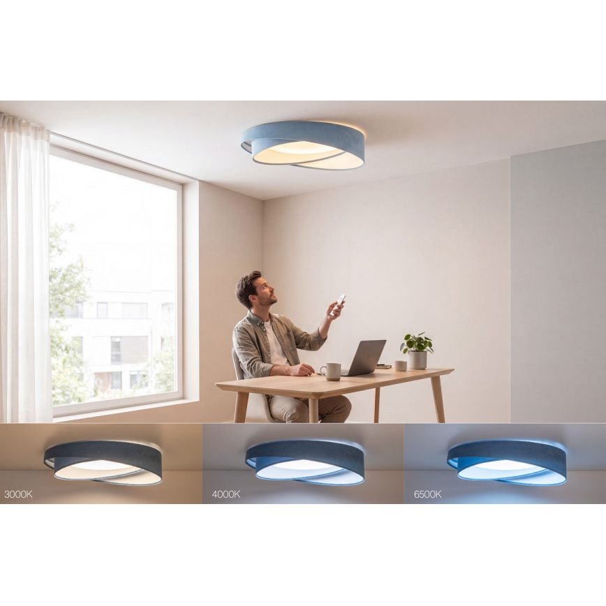 LED prigušivo stropno svjetlo SMART GALAXY MODERN LED/24W/230V 3000-6500K Ø 55 cm plavo + daljinsko upravljanje