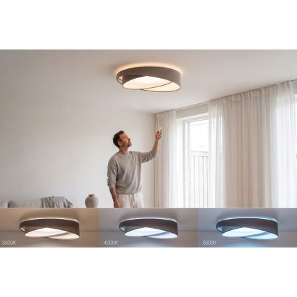 LED stropno svjetlo s prigušivanjem SMART GALAXY MODERN LED/24W/230V 3000-6500K Ø 55 cm siva/bijela + daljinski upravljač