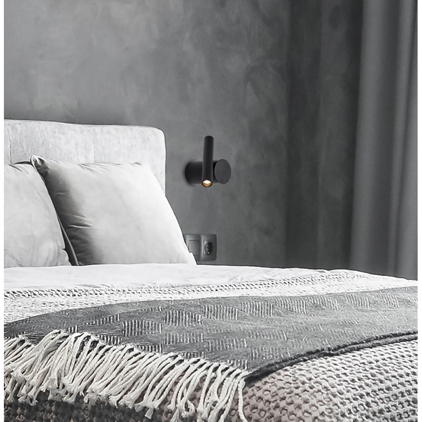 LED prigušivo zidno spot svjetlo PLANET LED/4W/230V crno