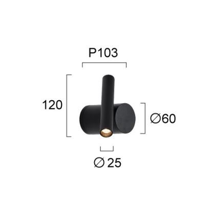 LED prigušivo zidno spot svjetlo PLANET LED/4W/230V crno