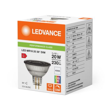 Prigušiva LED reflektorska žarulja MR16 GU5,3/3,4W/12V 4000K 36° CRI 90 - Ledvance