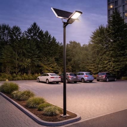 LED ulična svjetiljka s mogućnošću prigušivanja, sa senzorom i solarnim panelom KOBRA LED/400W/3,2V 24000 mAh IP65 antracit + daljinski upravljač