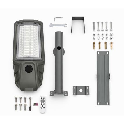 LED ulična svjetiljka s mogućnošću prigušivanja, sa senzorom i solarnim panelom KOBRA LED/400W/3,2V 24000 mAh IP65 antracit + daljinski upravljač