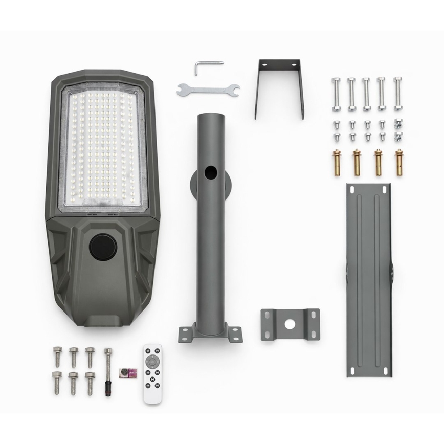 LED ulična svjetiljka s mogućnošću prigušivanja, sa senzorom i solarnim panelom KOBRA LED/400W/3,2V 24000 mAh IP65 antracit + daljinski upravljač