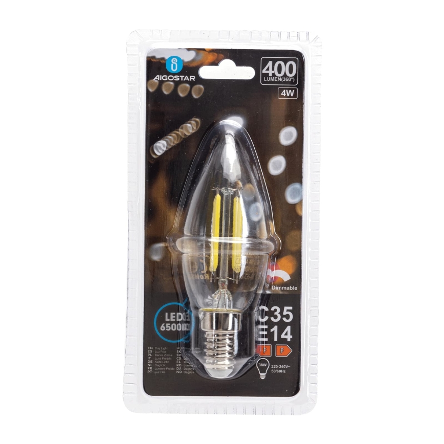 LED prigušljiva žarulja FILAMENT C35 E14/4W/230V 6500K - Aigostar