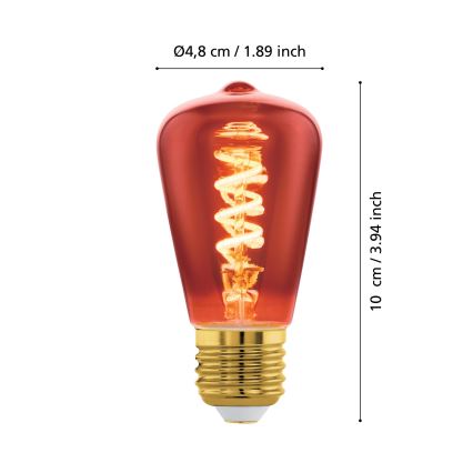 LED prigušljiva žarulja VINTAGE ST48 E27/4W/230V 2000K crvena - Eglo 110199