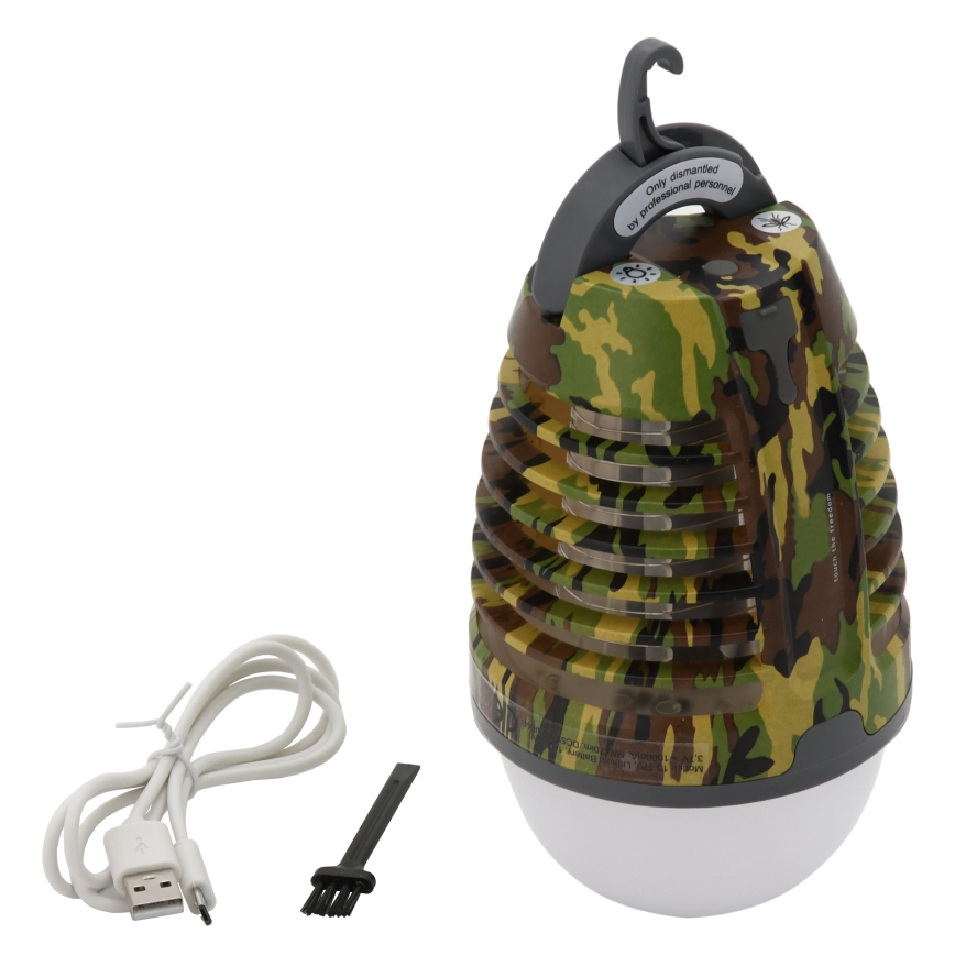 LED Prijenosna punjiva lampa sa zamkom za insekte LED/2W/3,7V 1800 mAh IPX4 kamuflažna