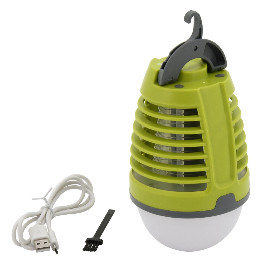 LED Prijenosna punjiva lampa sa zamkom za insekte LED/2W/3,7V 1800 mAh IPX4 zelena