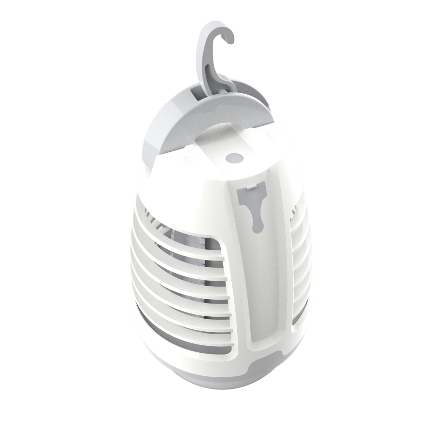 LED Prijenosna punjiva lampa sa zamkom za insekte LED/5W/1800 mAh IPX4 bijela/siva