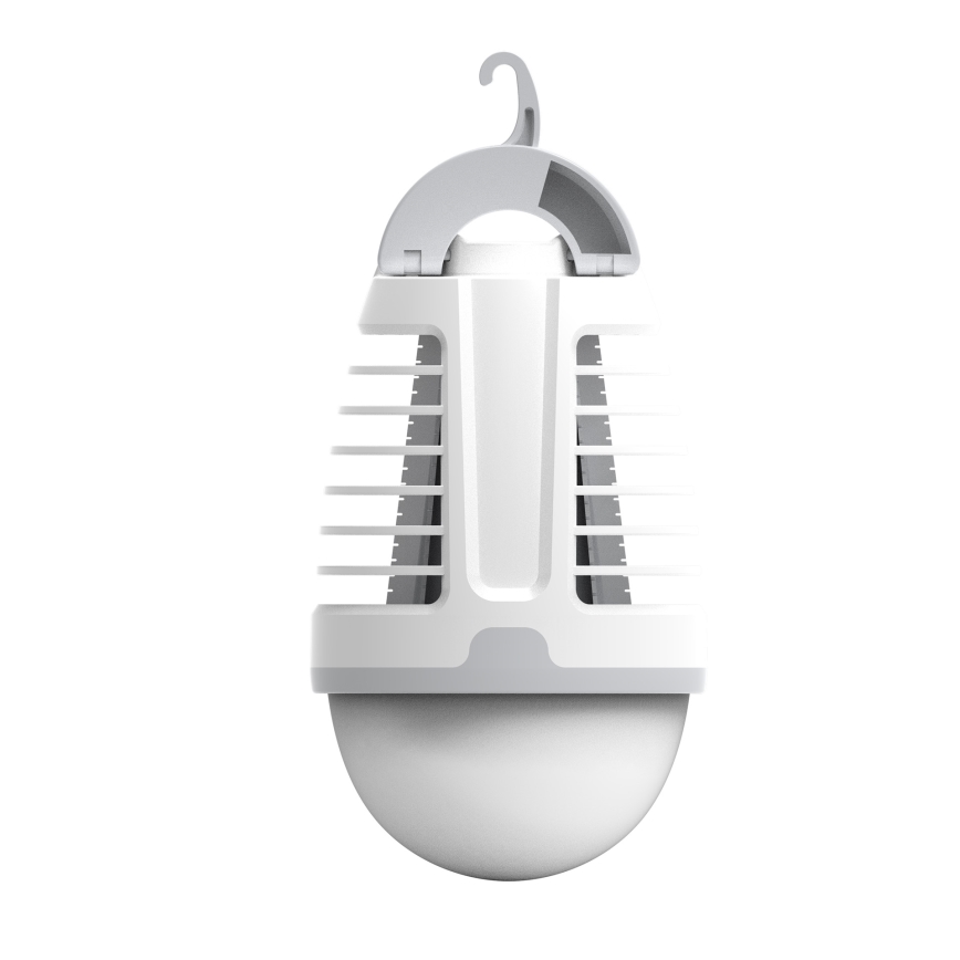 LED Prijenosna punjiva lampa sa zamkom za insekte LED/5W/1800 mAh IPX4 bijela/siva