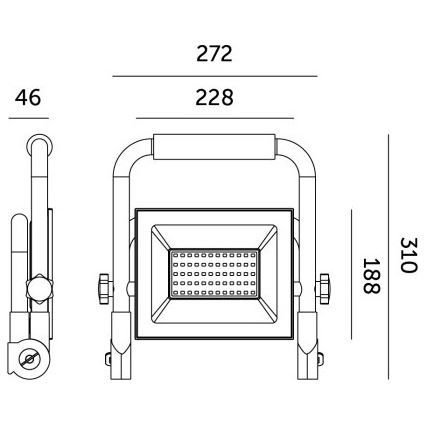 LED Prijenosni reflektor TIGRA LED/100W/4000K IP54 crna/žuta