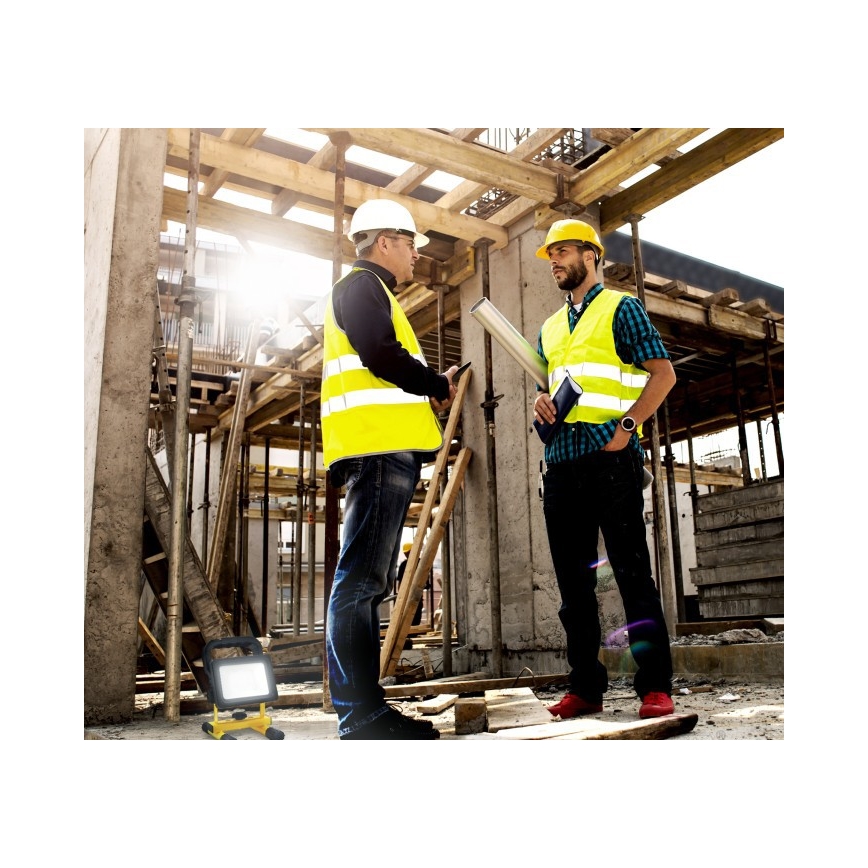 LED prijenosni reflektor s mogućnošću prigušivanja TIGRA LED/20W/3,7V 4000K IP54 4400 mAh crna/žuta