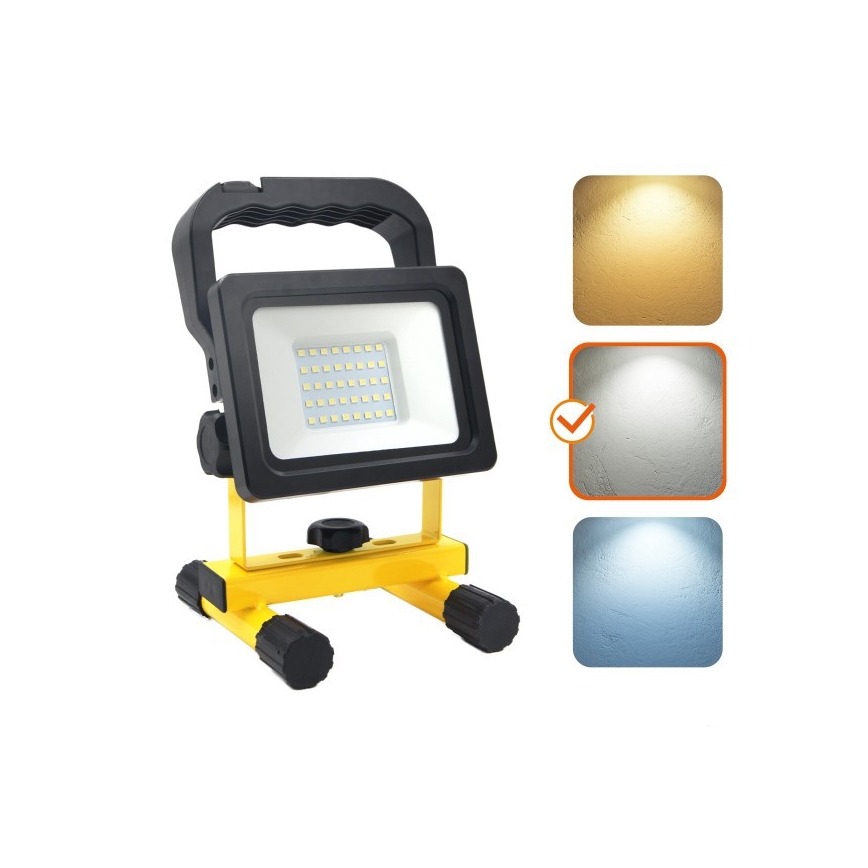 LED prijenosni reflektor s mogućnošću prigušivanja TIGRA LED/20W/3,7V 4000K IP54 4400 mAh crna/žuta