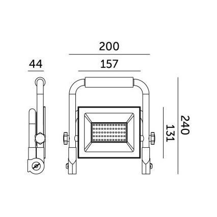 LED Prijenosni reflektor TIGRA LED/50W/4000K IP54 crna/žuta