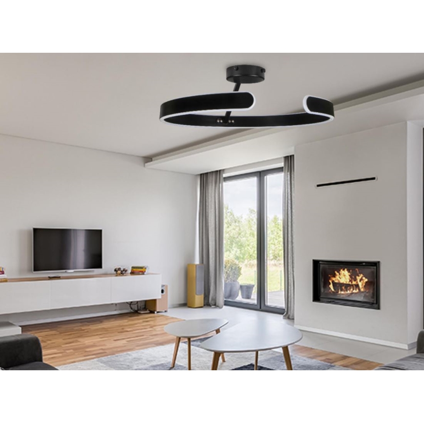 LED prigušivački plafonski luster LED/72W/230V 3000-6500K crni + daljinski upravljač