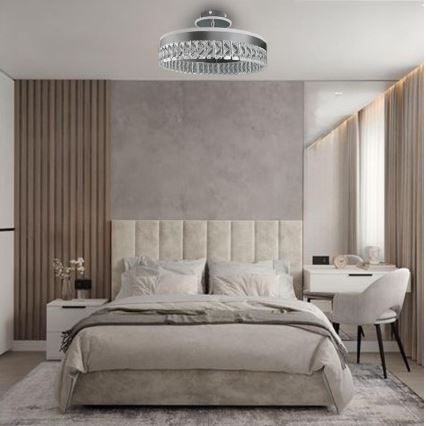 LED prigušivački kristalni plafonski luster LED/75W/230V 3000-6500K mat krom + daljinski upravljač