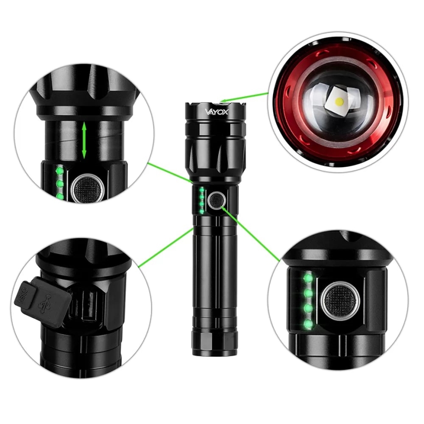 LED Prigušiva punjiva baterijska svjetiljka s funkcijom powerbanka LED/30W/5V IPX5 1060 lm 5000 mAh