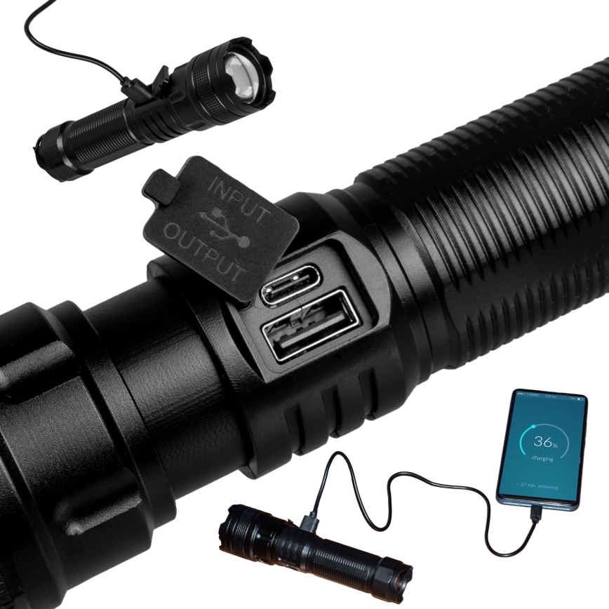 LED Prigušiva punjiva baterijska svjetiljka s funkcijom powerbanka LED/10W/5V IPX4 600 lm 2000 mAh