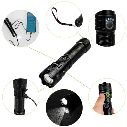 LED Prigušiva punjiva baterijska svjetiljka s funkcijom powerbanka LED/10W/5V IPX4 600 lm 2000 mAh