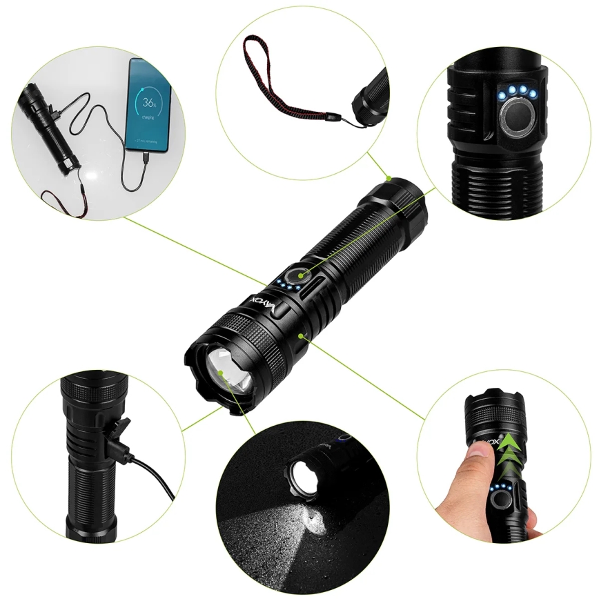 LED Prigušiva punjiva baterijska svjetiljka s funkcijom powerbanka LED/10W/5V IPX4 600 lm 2000 mAh