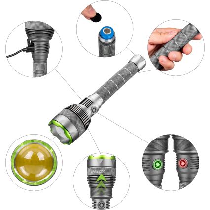 LED Prigušiva punjiva baterijska svjetiljka s funkcijom powerbanka LED/5V IPX7 10000 lm 2600 mAh
