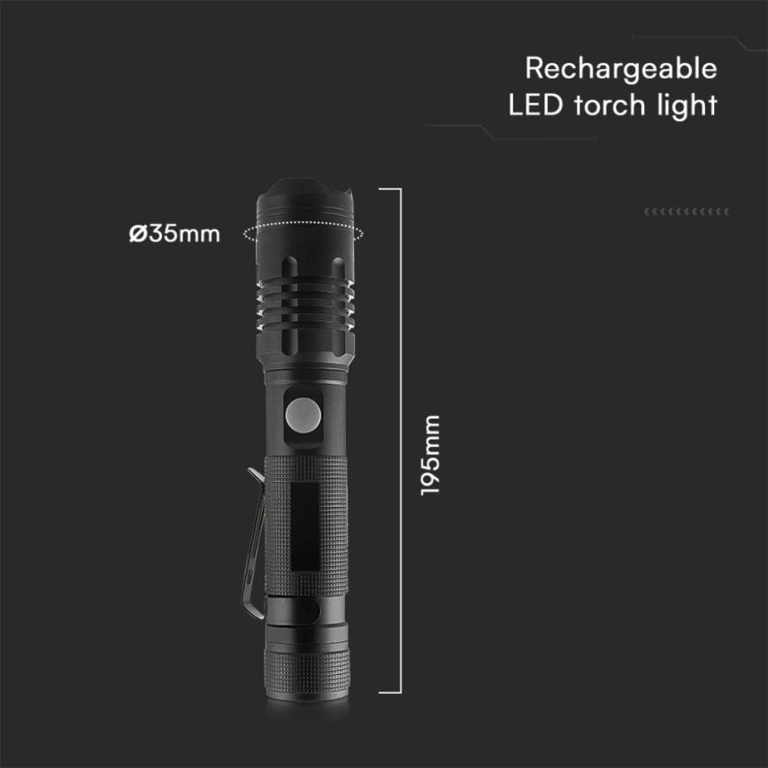 LED Punjiva baterijska svjetiljka USB LED/10W/5V IP54 1000 lm