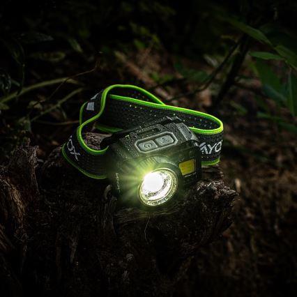 Podesiva punjiva LED čelna svjetiljka sa senzorom i crvenim svjetlom LED/6W/5V/3xAAA IP66 500 lm 1200 mAh